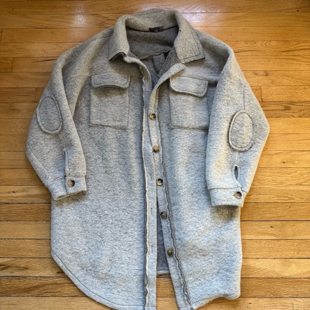 Tempo Paris Soft Gray Knit Sweater Coat